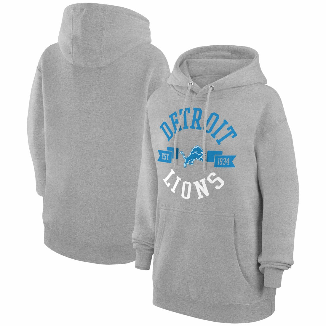 Detroit Lions G-III 4Her by Carl Banks Women's City Graphic Team Fleece Pullover Hoodie Heather Gray