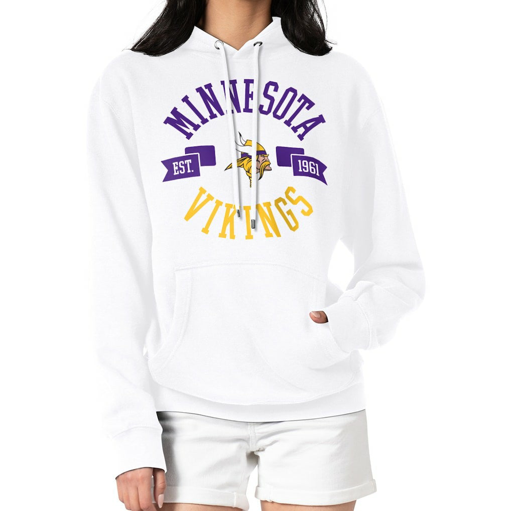 Minnesota Vikings G-III 4Her by Carl Banks Women's City Graphic Team Fleece Pullover Hoodie White