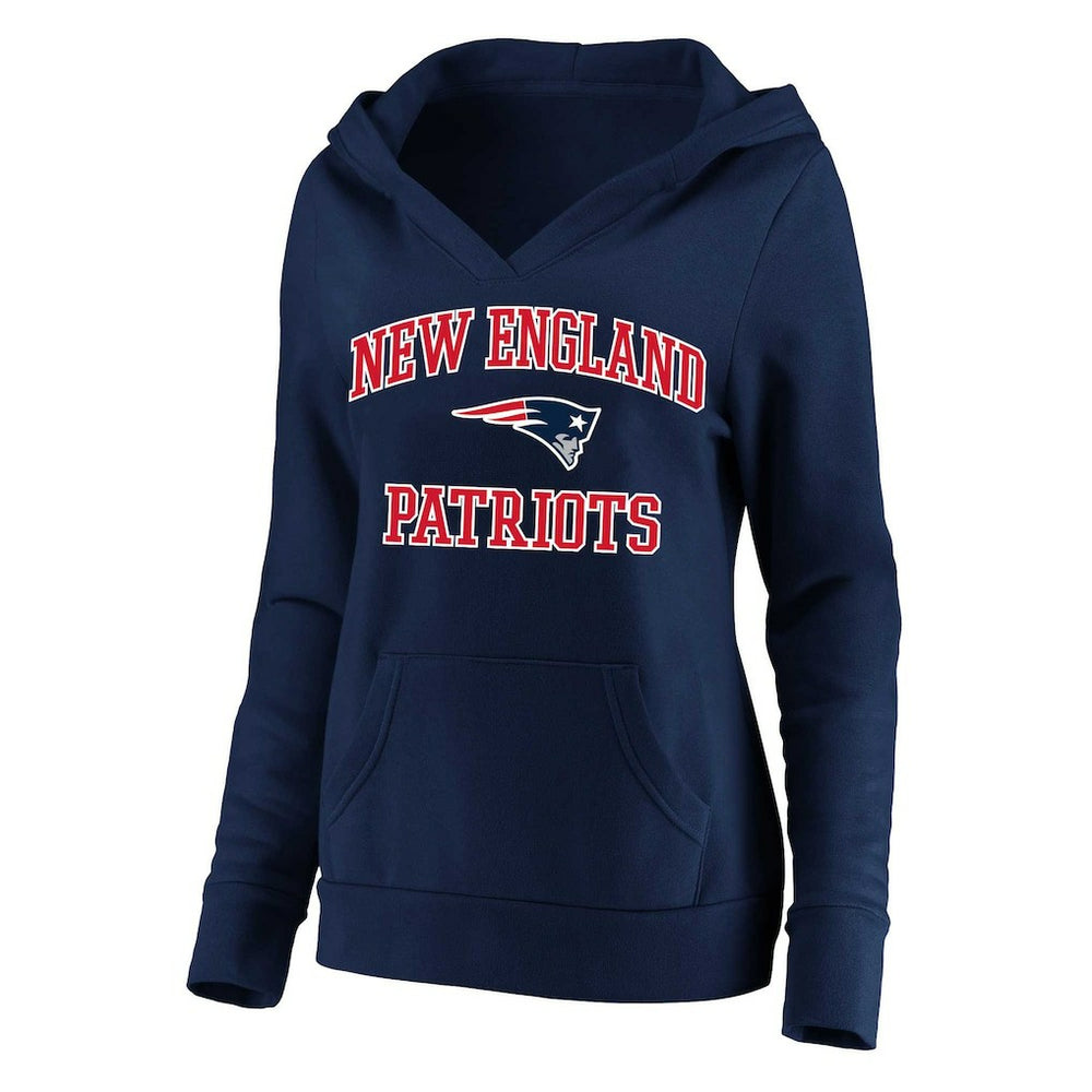 Fanatics New England Patriots Women's Plus Size Heart and Soul V-Neck Pullover Hoodie Navy