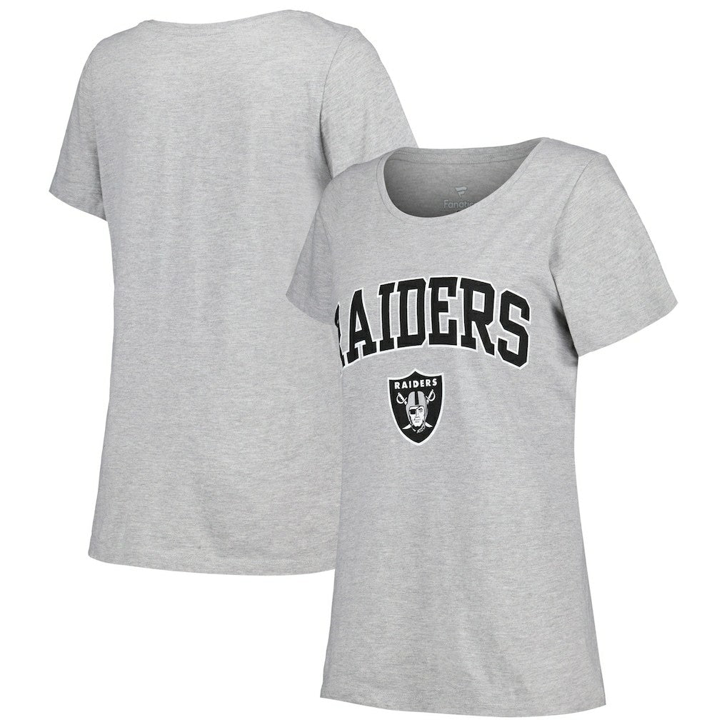 Fanatics Las Vegas Raiders Women's Plus Size Arch Over Logo T-Shirt Heather Gray