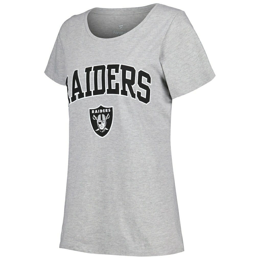 Fanatics Las Vegas Raiders Women's Plus Size Arch Over Logo T-Shirt Heather Gray
