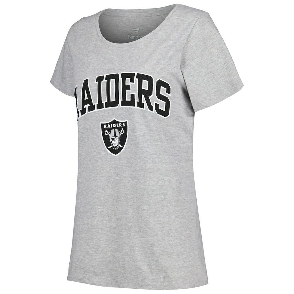 Fanatics Las Vegas Raiders Women's Plus Size Arch Over Logo T-Shirt Heather Gray