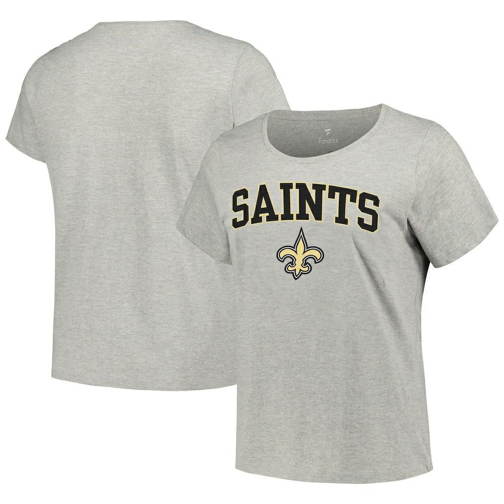 Fanatics New Orleans Saints Women's Plus Size Arch Over Logo T-Shirt Heather Gray