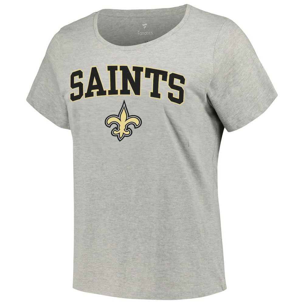 Fanatics New Orleans Saints Women's Plus Size Arch Over Logo T-Shirt Heather Gray