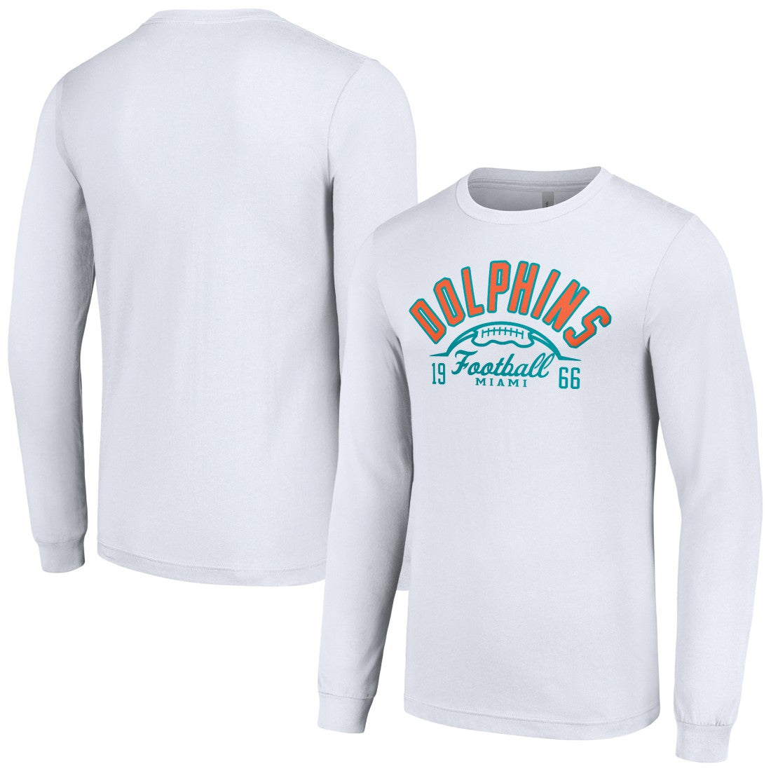 Miami Dolphins Starter Half Ball Team Long Sleeve T-Shirt White