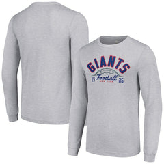 New York Giants Starter Half Ball Team Long Sleeve T-Shirt Heather Gray