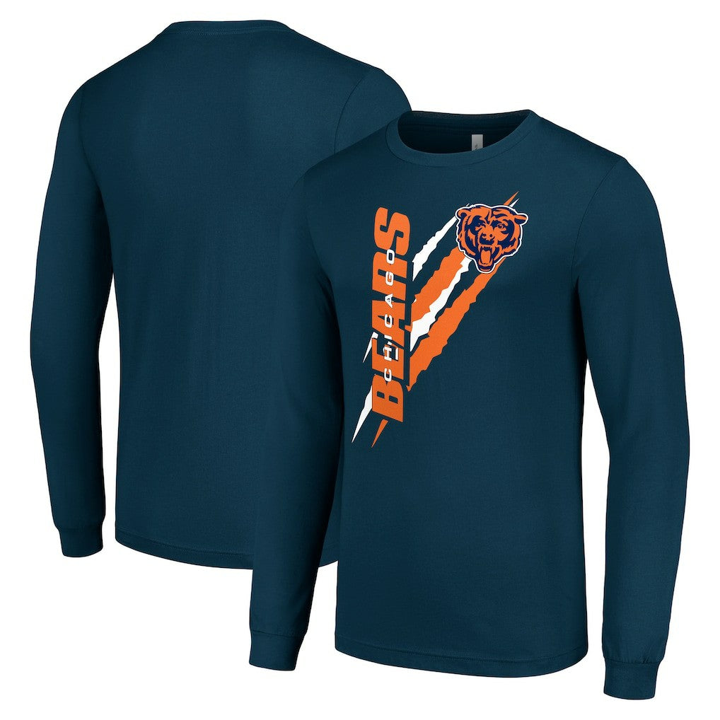 Chicago Bears Starter Color Scratch Long Sleeve T-Shirt Navy