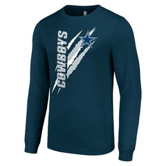 Dallas Cowboys Starter Color Scratch Long Sleeve T-Shirt Navy