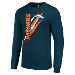 Denver Broncos Starter Color Scratch Long Sleeve T-Shirt Navy