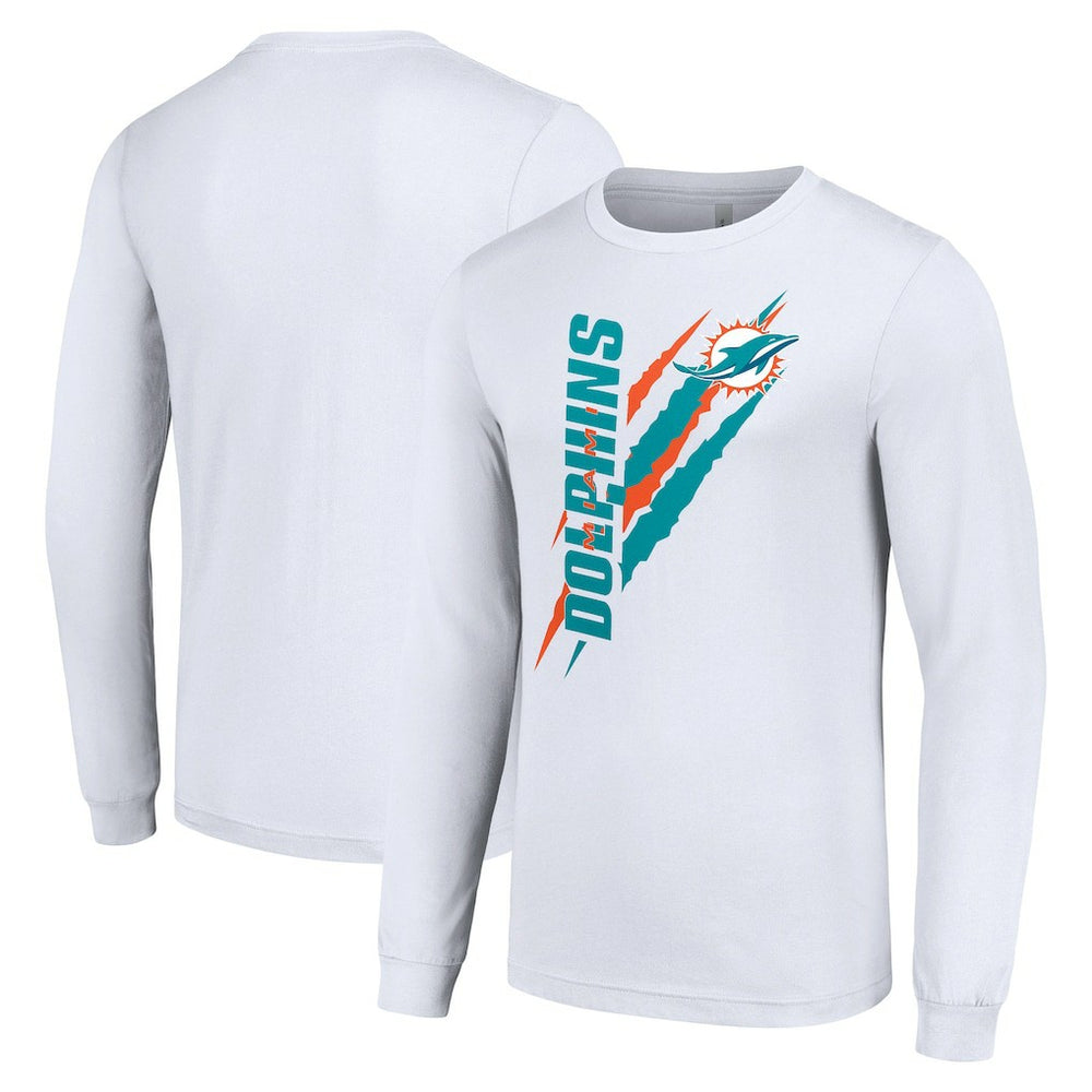 Miami Dolphins Starter Color Scratch Long Sleeve T-Shirt White