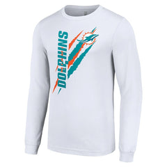 Miami Dolphins Starter Color Scratch Long Sleeve T-Shirt White