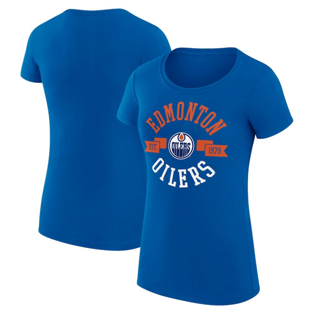Edmonton Oilers G-III 4Her by Carl Banks Women's Super-Slim Fit Lightweight City Graphic Sport Crewneck T-Shirt - Royal - NHL 200593004