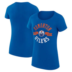 Edmonton Oilers G-III 4Her by Carl Banks Women's Super-Slim Fit Lightweight City Graphic Sport Crewneck T-Shirt - Royal - NHL 200593004