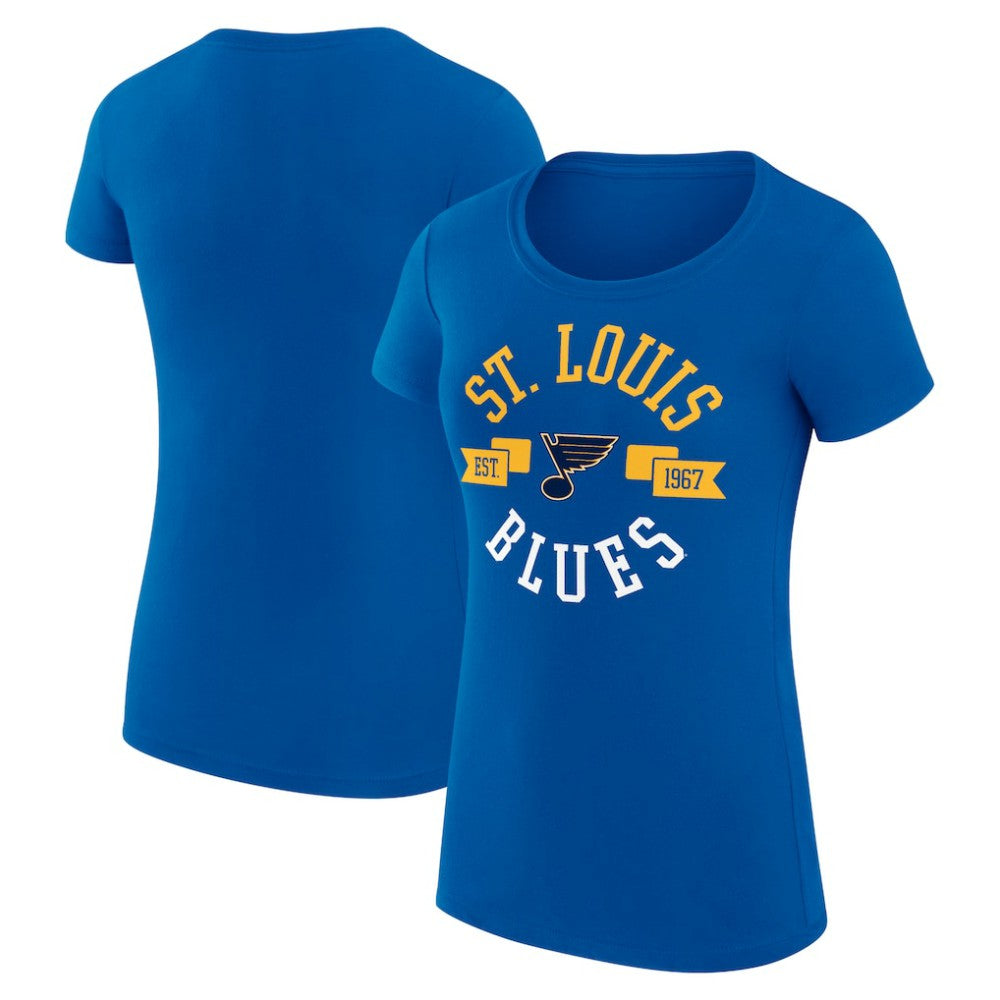 St. Louis Blues G-III 4Her by Carl Banks Women's Super-Slim Fit Lightweight City Graphic Sport Crewneck T-Shirt - Royal - NHL 200593007