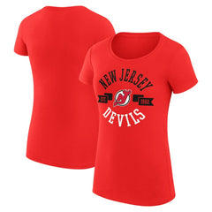 New Jersey Devils G-III 4Her by Carl Banks Women's Super-Slim Fit Lightweight City Graphic Sport Crewneck T-Shirt - Red - NHL 200593041