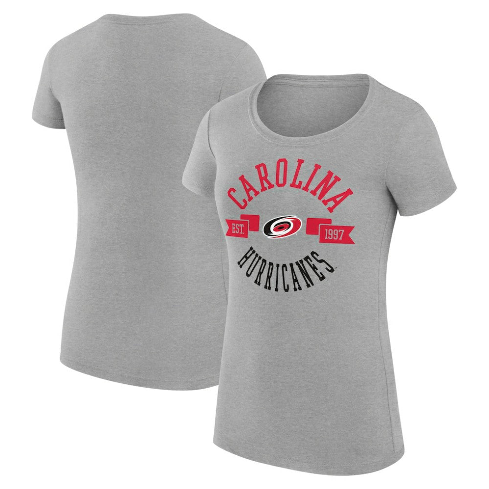 Carolina Hurricanes G-III 4Her by Carl Banks Women's Super-Slim Fit Lightweight City Graphic Sport Crewneck T-Shirt - Heather Gray - NHL 200593049