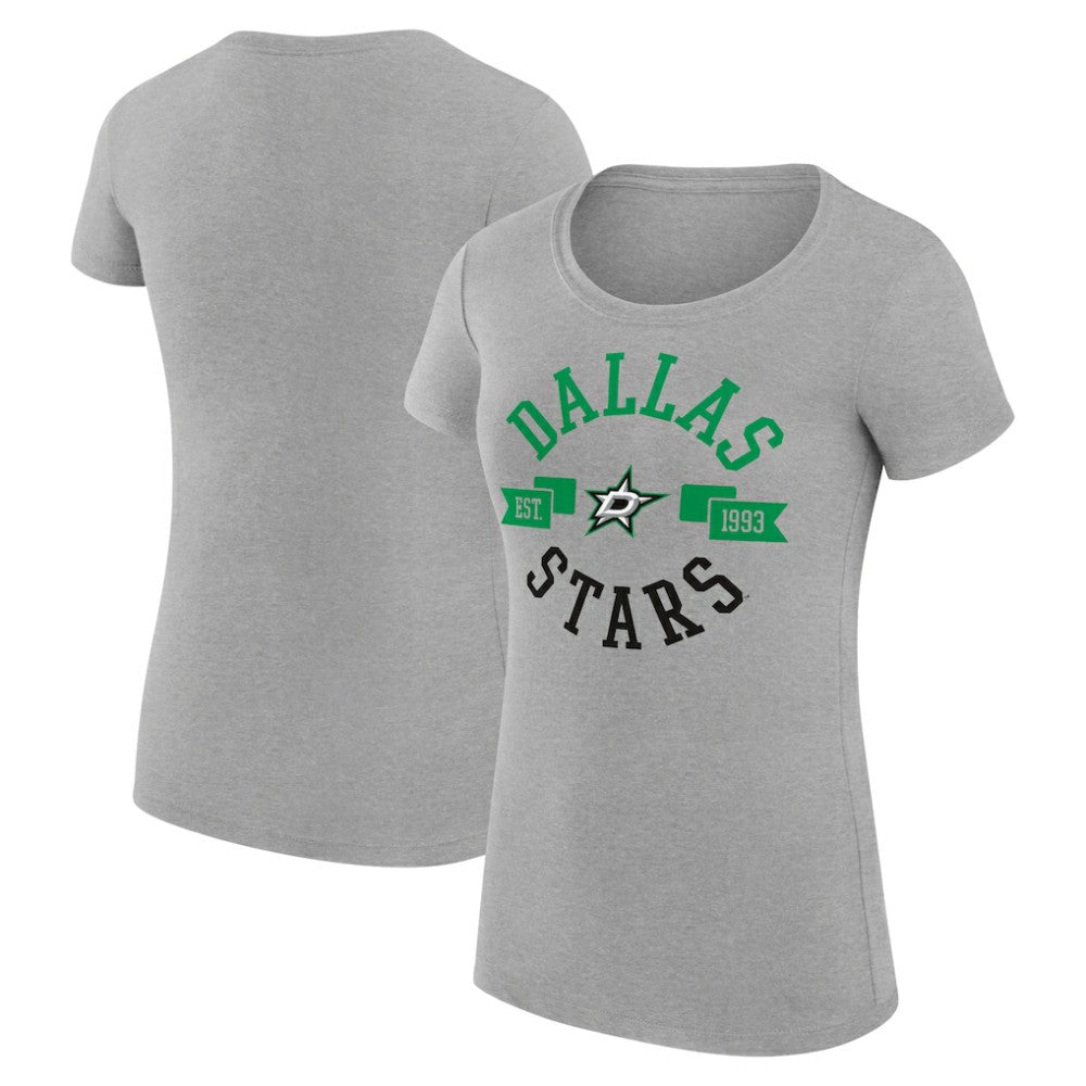 Dallas Stars G-III 4Her by Carl Banks Women's Super-Slim Fit Lightweight City Graphic Sport Crewneck T-Shirt - Heather Gray - NHL 200593053