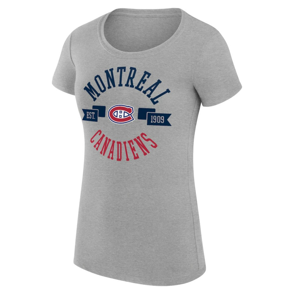 Montreal Canadiens G-III 4Her by Carl Banks Women's Super-Slim Fit Lightweight City Graphic Sport Crewneck T-Shirt - Heather Gray - NHL 200593059