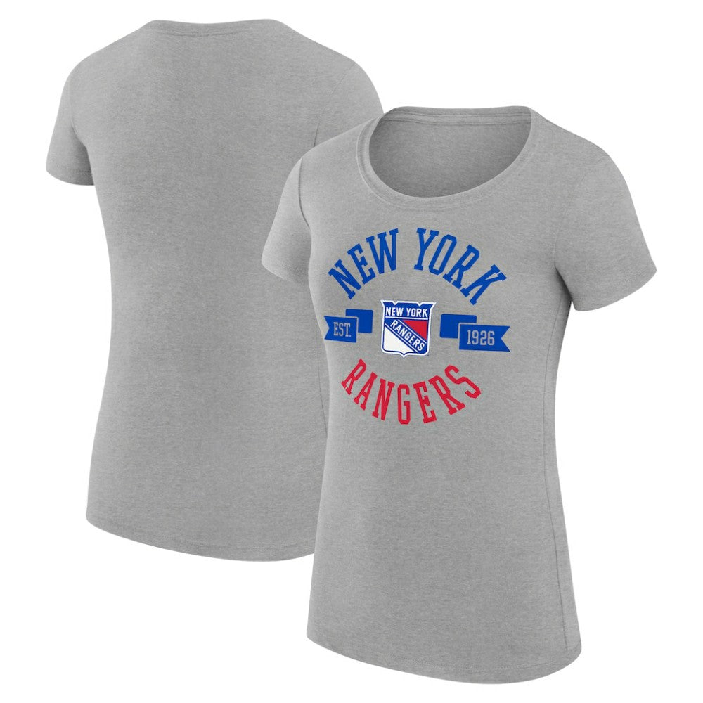 New York Rangers G-III 4Her by Carl Banks Women's Super-Slim Fit Lightweight City Graphic Sport Crewneck T-Shirt - Heather Gray - NHL 200593064