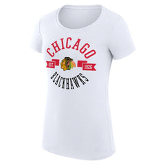 Chicago Blackhawks G-III 4Her by Carl Banks Women's Super-Slim Fit Lightweight City Graphic Sport Crewneck T-Shirt - White - NHL 200593072