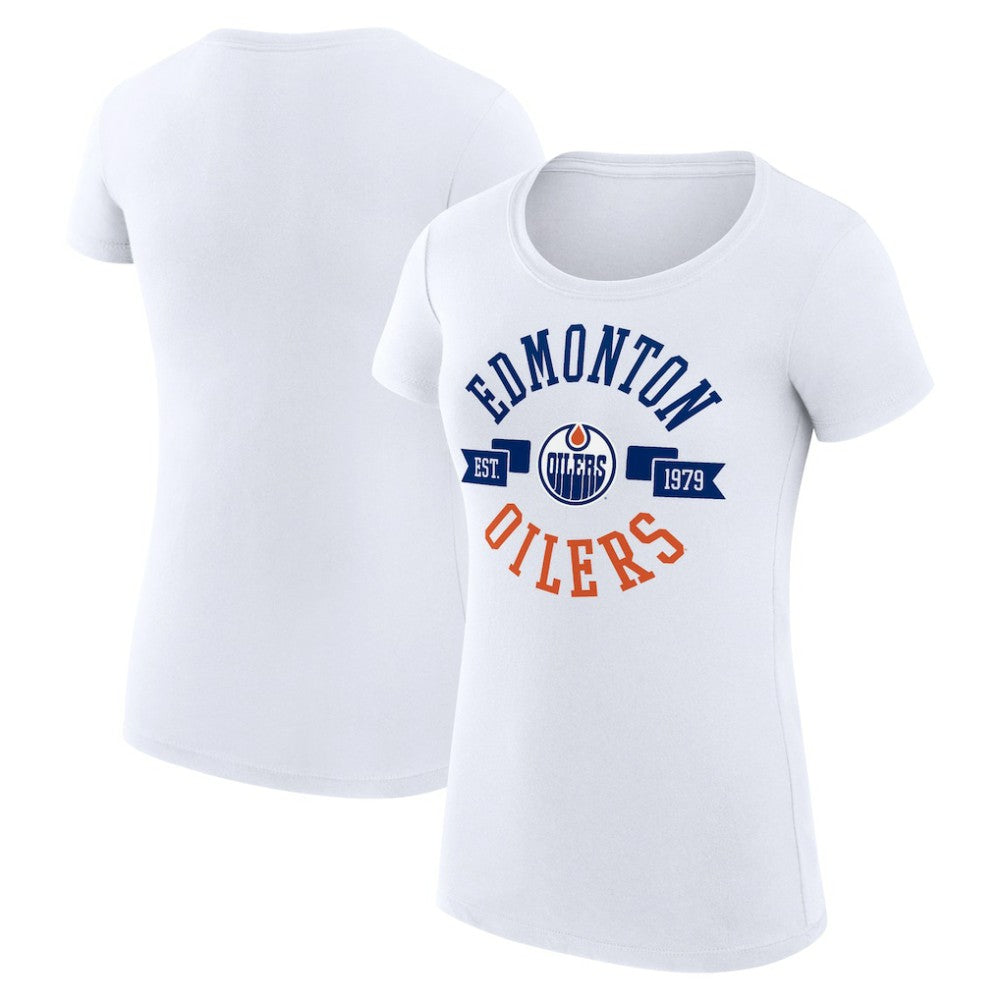 Edmonton Oilers G-III 4Her by Carl Banks Women's Super-Slim Fit Lightweight City Graphic Sport Crewneck T-Shirt - White - NHL 200593080
