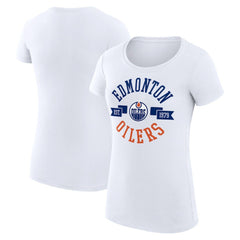 Edmonton Oilers G-III 4Her by Carl Banks Women's Super-Slim Fit Lightweight City Graphic Sport Crewneck T-Shirt - White - NHL 200593080