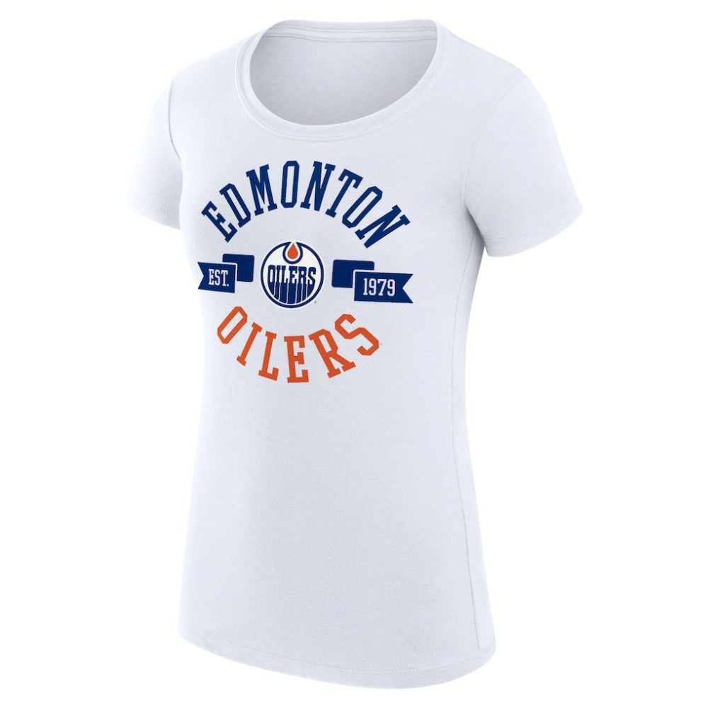 Edmonton Oilers G-III 4Her by Carl Banks Women's Super-Slim Fit Lightweight City Graphic Sport Crewneck T-Shirt - White - NHL 200593080