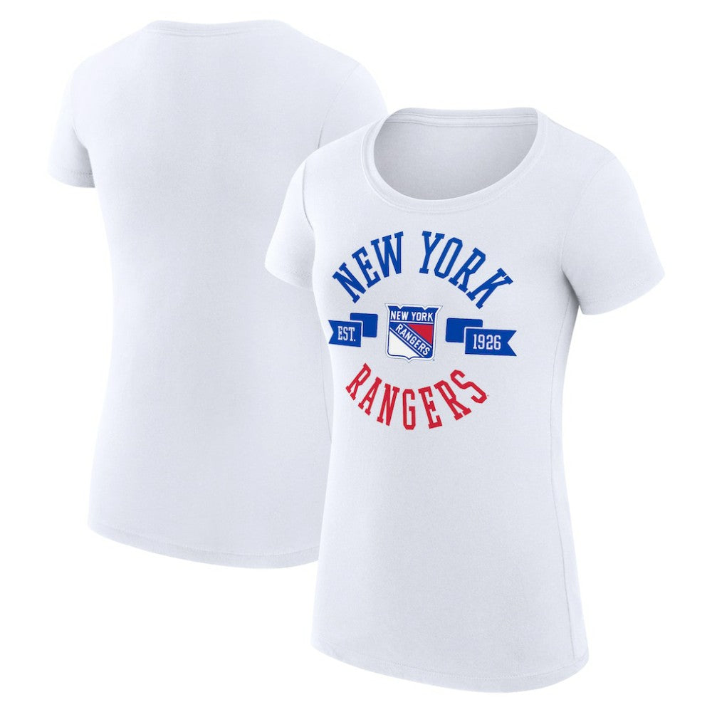 New York Rangers G-III 4Her by Carl Banks Women's Super-Slim Fit Lightweight City Graphic Sport Crewneck T-Shirt - White - NHL 200593095