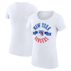 New York Rangers G-III 4Her by Carl Banks Women's Super-Slim Fit Lightweight City Graphic Sport Crewneck T-Shirt - White - NHL 200593095
