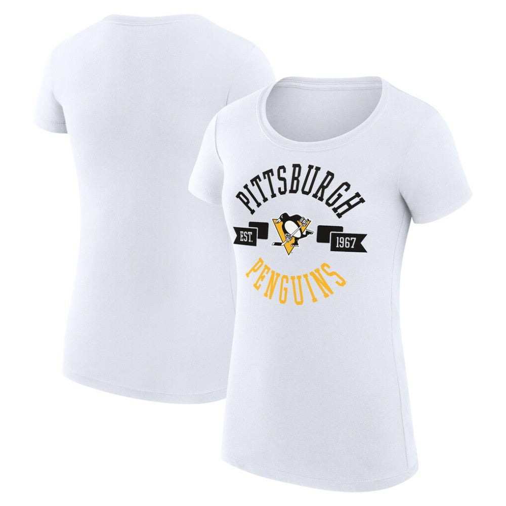 Pittsburgh Penguins G-III 4Her by Carl Banks Women's Super-Slim Fit Lightweight City Graphic Sport Crewneck T-Shirt - White - NHL 200593099