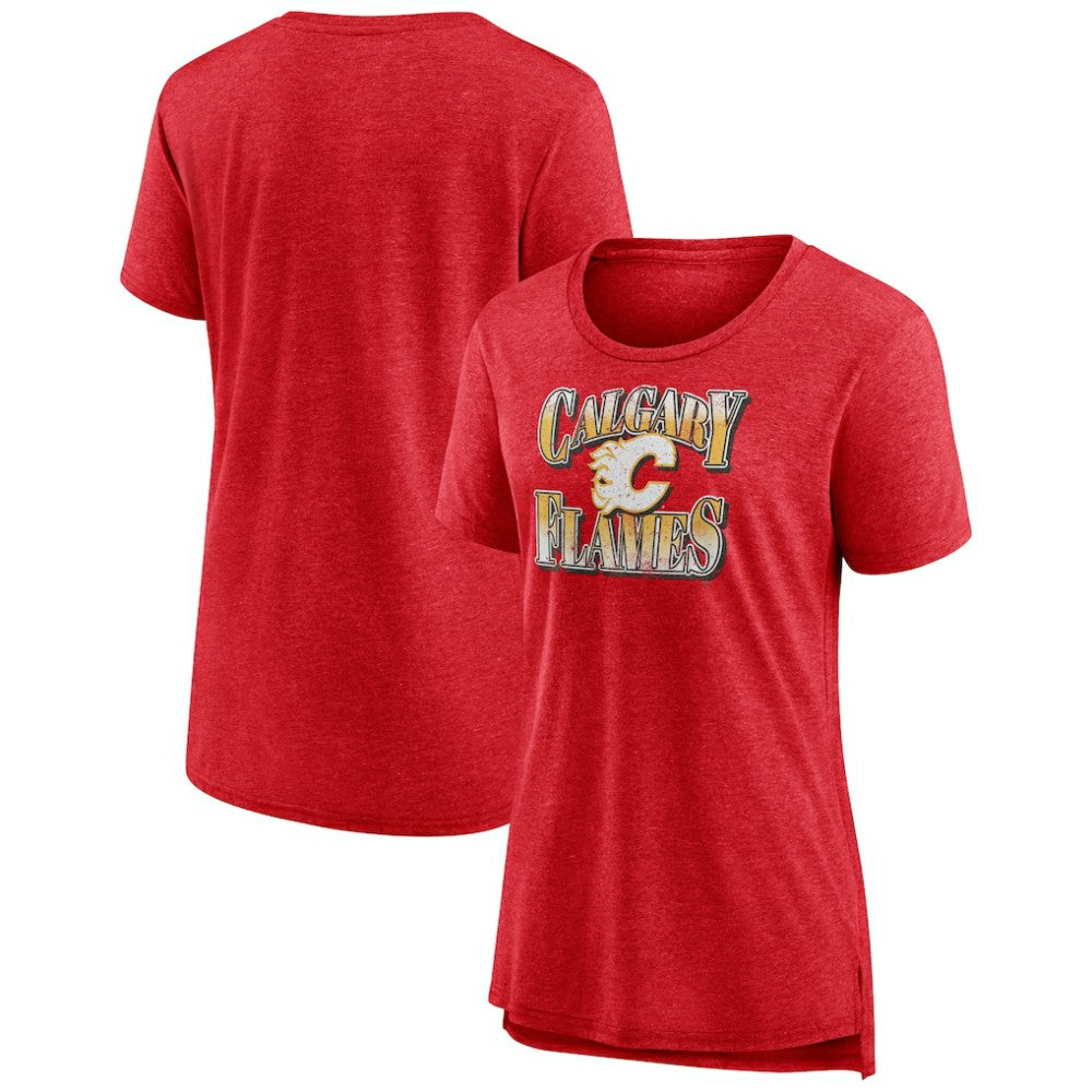 Calgary Flames Women's Crash the Net Tri-Blend T-Shirt - Red - NHL 200593113