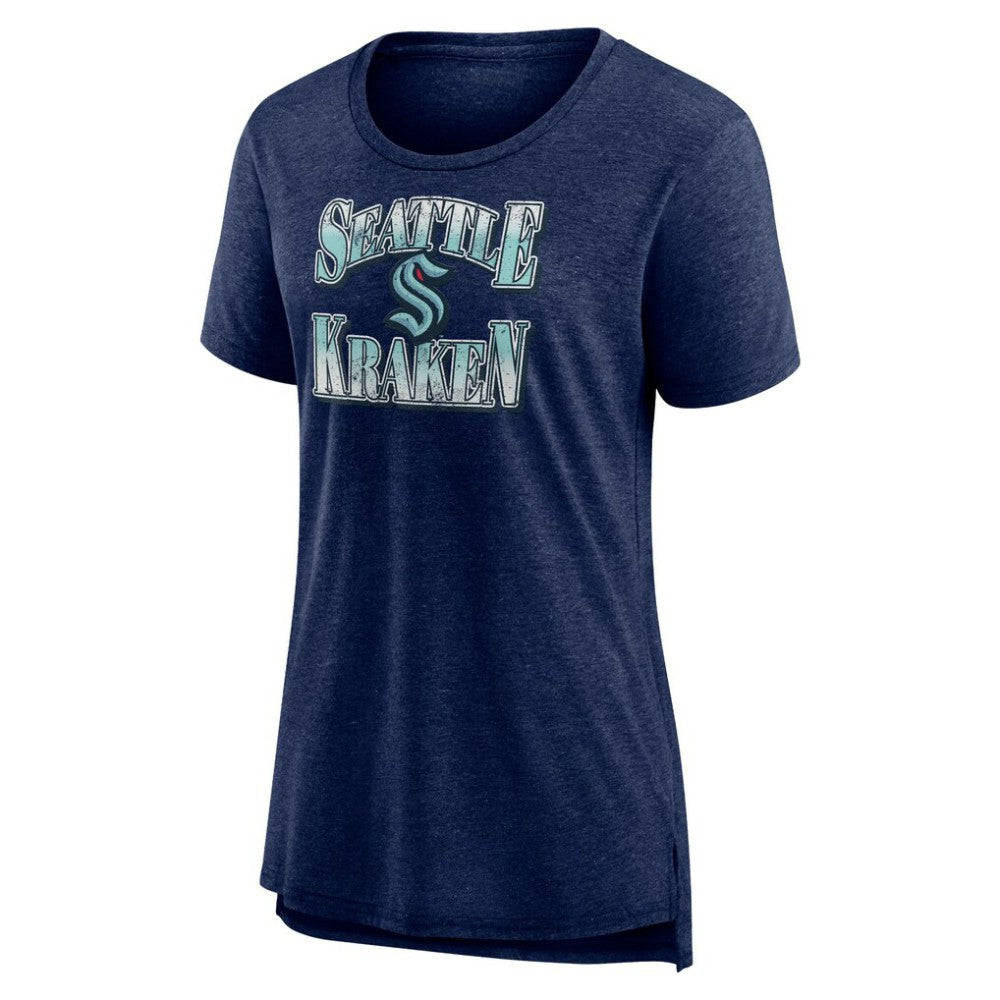Seattle Kraken Women's Crash the Net Tri-Blend T-Shirt - Deep Sea Blue - NHL 200593133