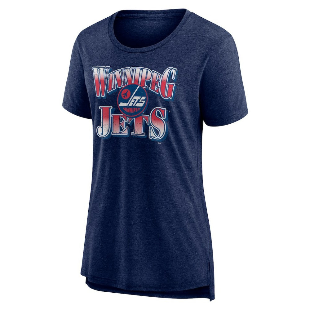 Winnipeg Jets Women's Crash the Net Tri-Blend T-Shirt - Navy - NHL 200593140