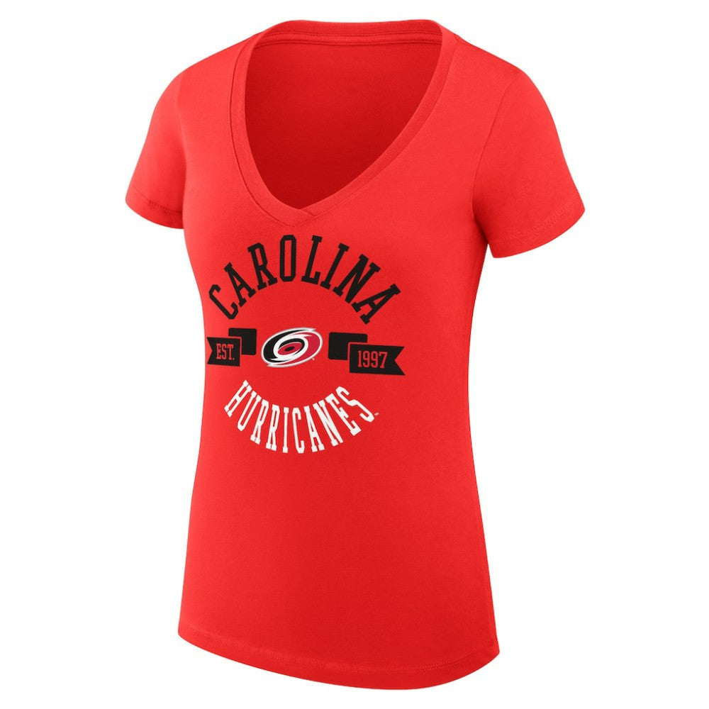 Carolina Hurricanes G-III 4Her by Carl Banks Women's Super-Slim Fit Lightweight City Graphic V-Neck T-Shirt - Red - NHL 200593324
