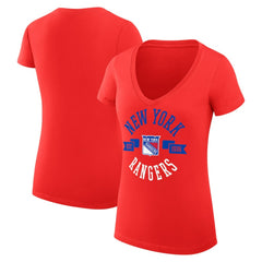 New York Rangers G-III 4Her by Carl Banks Women's Super-Slim Fit Lightweight City Graphic V-Neck T-Shirt - Red - NHL 200593330