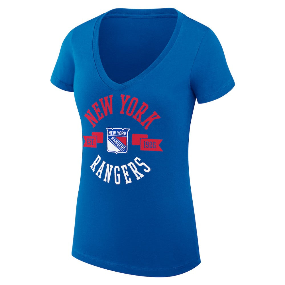 New York Rangers G-III 4Her by Carl Banks Women's Super-Slim Fit Lightweight City Graphic V-Neck T-Shirt - Royal - NHL 200593346