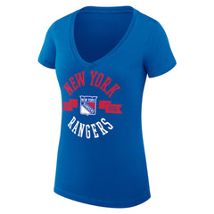 New York Rangers G-III 4Her by Carl Banks Women's Super-Slim Fit Lightweight City Graphic V-Neck T-Shirt - Royal - NHL 200593346
