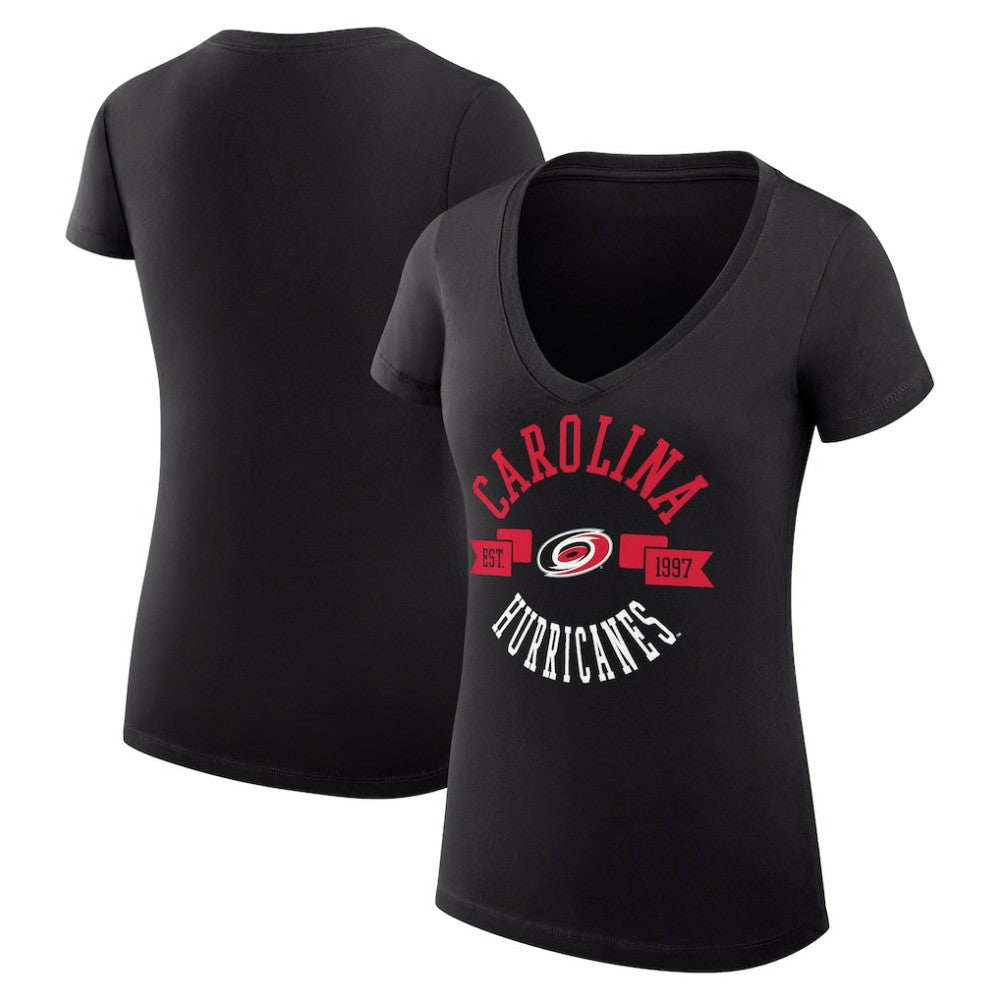 Carolina Hurricanes G-III 4Her by Carl Banks Women's Super-Slim Fit Lightweight City Graphic V-Neck T-Shirt - Black - NHL 200593350