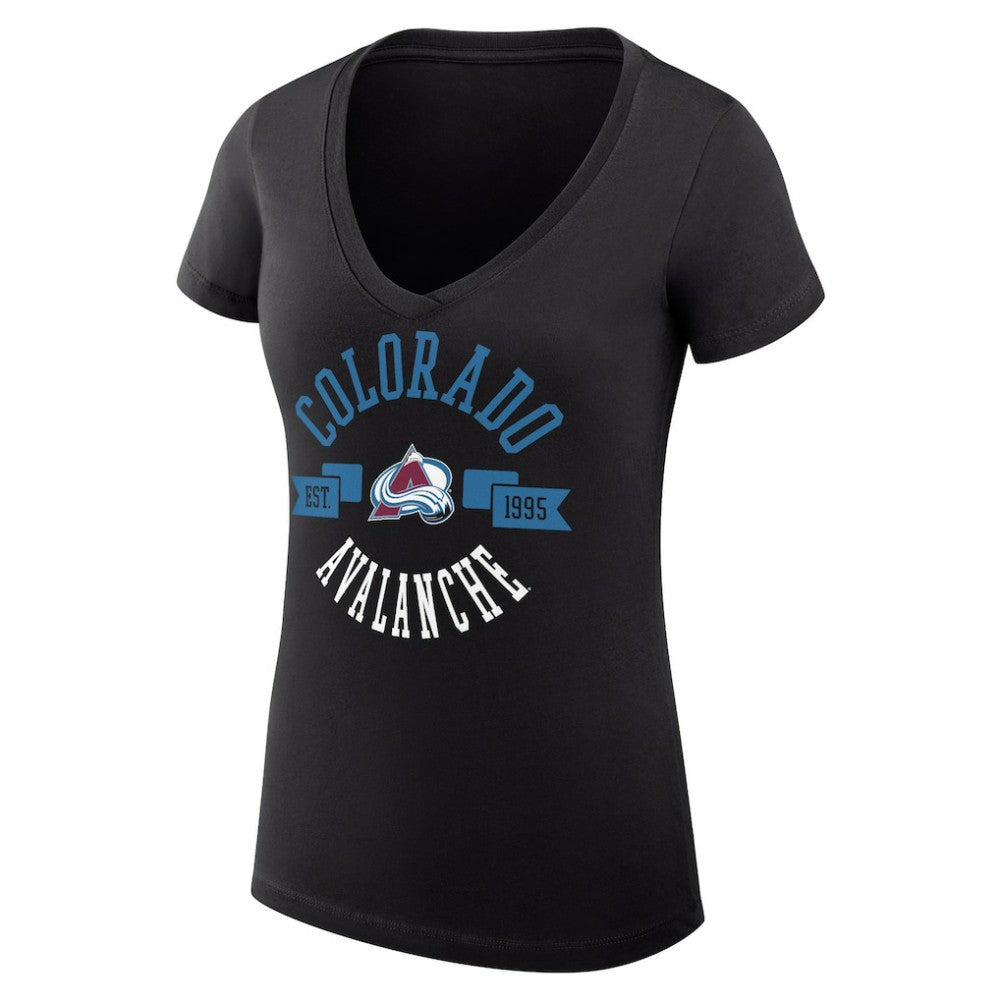Colorado Avalanche G-III 4Her by Carl Banks Women's Super-Slim Fit Lightweight City Graphic V-Neck T-Shirt - Black - NHL 200593352