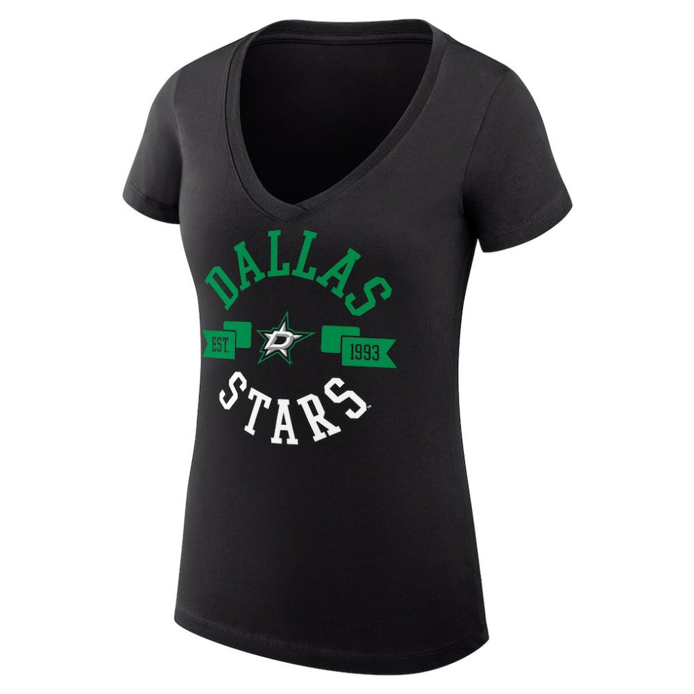 Dallas Stars G-III 4Her by Carl Banks Women's Super-Slim Fit Lightweight City Graphic V-Neck T-Shirt - Black - NHL 200593353