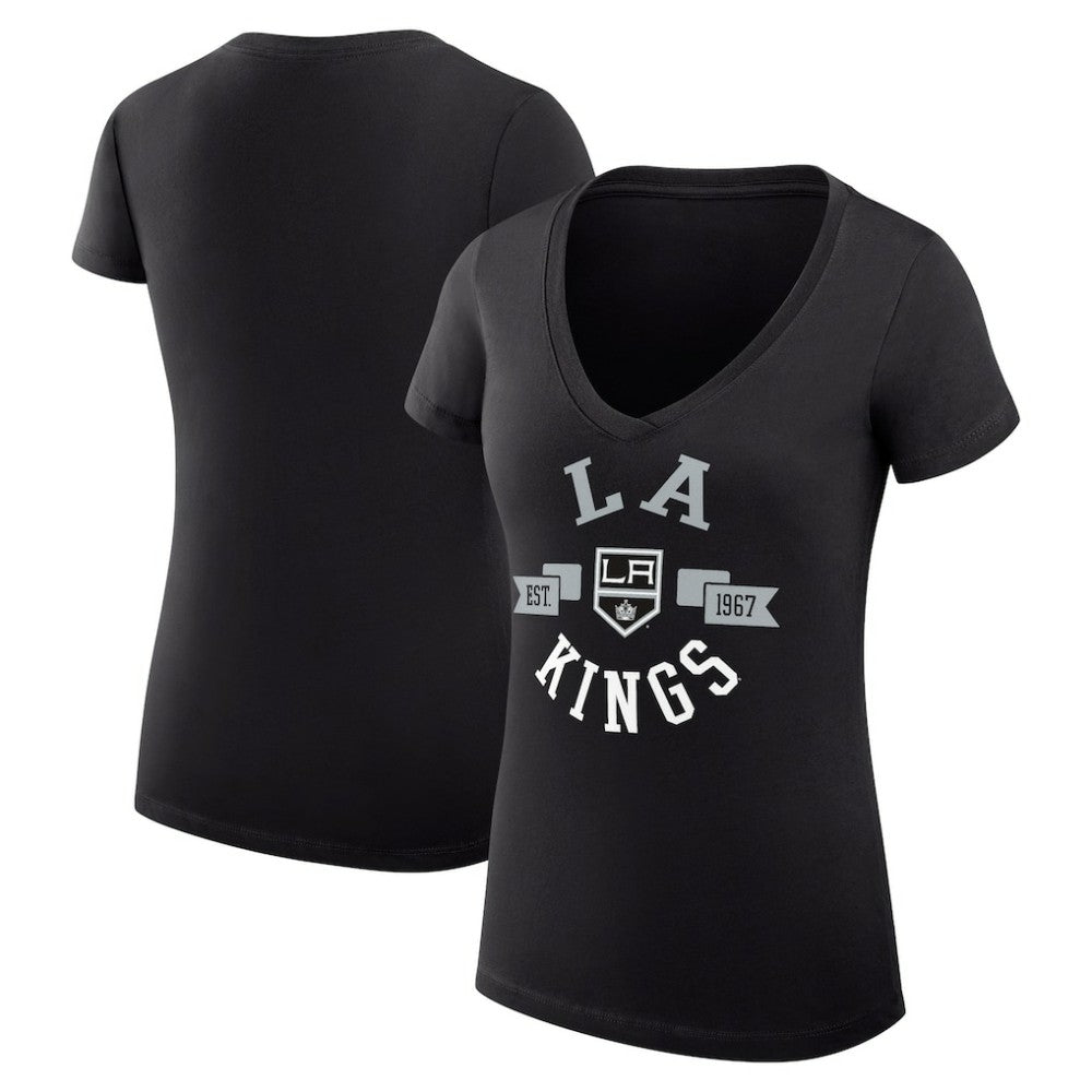 Los Angeles Kings G-III 4Her by Carl Banks Women's Super-Slim Fit Lightweight City Graphic V-Neck T-Shirt - Black - NHL 200593355