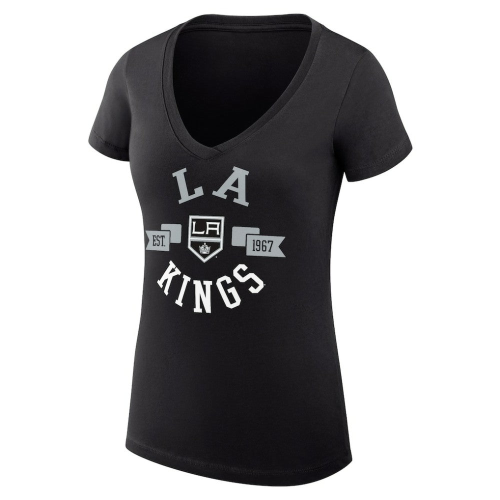 Los Angeles Kings G-III 4Her by Carl Banks Women's Super-Slim Fit Lightweight City Graphic V-Neck T-Shirt - Black - NHL 200593355
