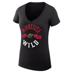 Minnesota Wild G-III 4Her by Carl Banks Women's Super-Slim Fit Lightweight City Graphic V-Neck T-Shirt - Black - NHL 200593356
