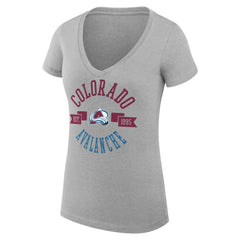 Colorado Avalanche G-III 4Her by Carl Banks Women's Super-Slim Fit Lightweight City Graphic V-Neck T-Shirt - Heather Gray - NHL 200593378
