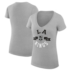 Los Angeles Kings G-III 4Her by Carl Banks Women's Super-Slim Fit Lightweight City Graphic V-Neck T-Shirt - Heather Gray - NHL 200593387