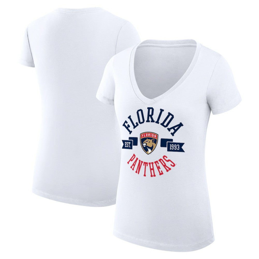 Florida Panthers G-III 4Her by Carl Banks Women's Super-Slim Fit Lightweight City Graphic V-Neck T-Shirt - White - NHL 200593391