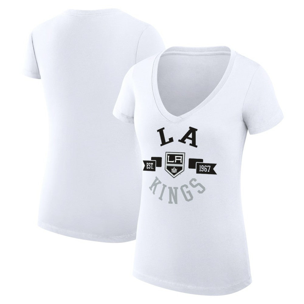 Los Angeles Kings G-III 4Her by Carl Banks Women's Super-Slim Fit Lightweight City Graphic V-Neck T-Shirt - White - NHL 200593393