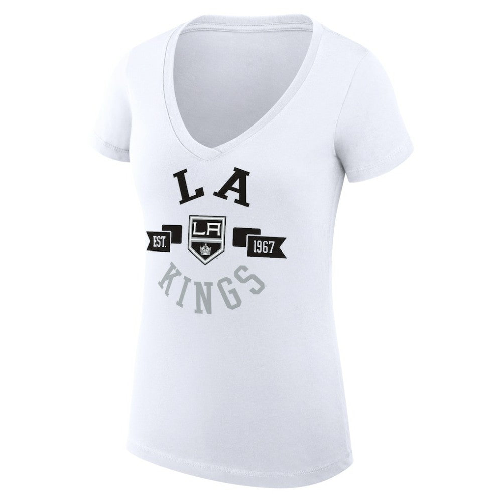 Los Angeles Kings G-III 4Her by Carl Banks Women's Super-Slim Fit Lightweight City Graphic V-Neck T-Shirt - White - NHL 200593393