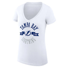 Tampa Bay Lightning G-III 4Her by Carl Banks Women's Super-Slim Fit Lightweight City Graphic V-Neck T-Shirt - White - NHL 200593421