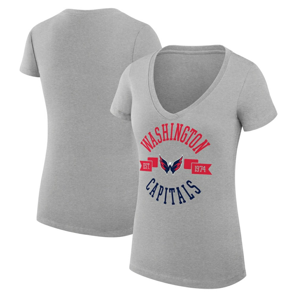 Washington Capitals G-III 4Her by Carl Banks Women's Super-Slim Fit Lightweight City Graphic V-Neck T-Shirt - Heather Gray - NHL 200593422